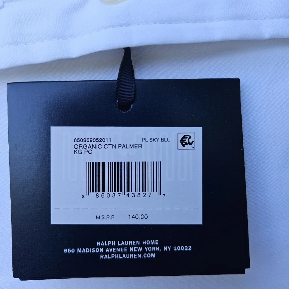 NWT Ralph Lauren Organic Cotton Percale Palmer pillowcases King set of 2